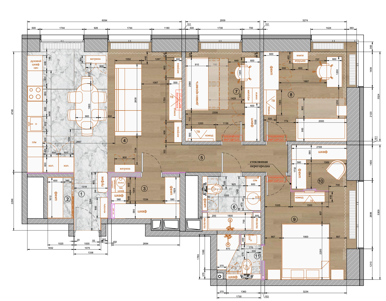План расстановки в большой квартире